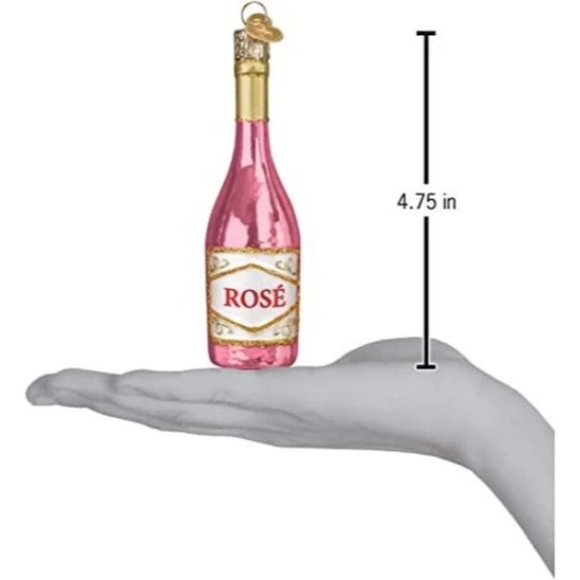 Rose Wine Bottle Old World Christmas Glass Ornament - Picture 3 of 3